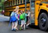 Investigation Stalls As Bus Sits Inside Children boarding a yellow school bus